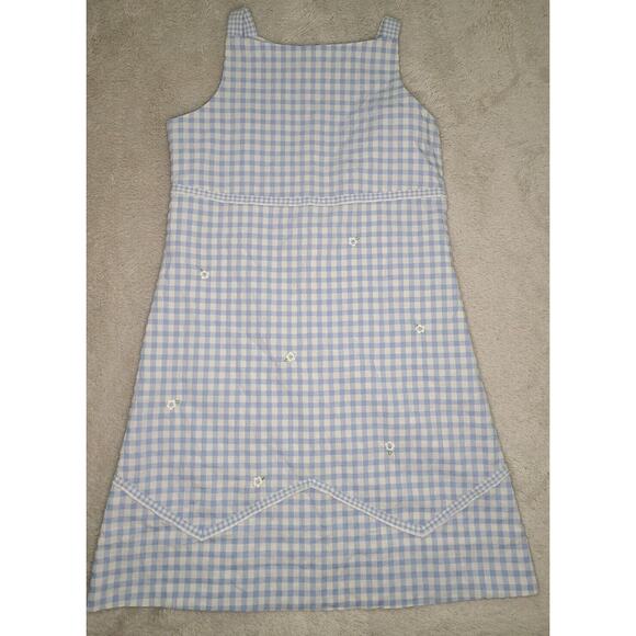 VTG FLORENCE EISEMAN Girls Dress Size 8 Sleeveless Blue Gingham Dress EASTER - Picture 1 of 6